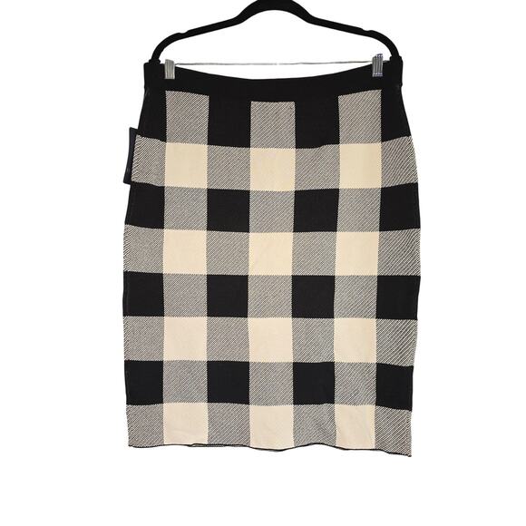 Rachel Rachel Roy Knit Skirt Womens 0X Checker Plaid Pull On Stretchy Work NEW - Picture 1 of 11